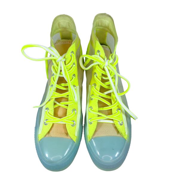 Converse Limited Edition Neon Yellow All Star High Top Sneakers Size 8 - Picture 4 of 5